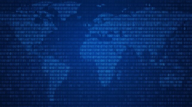 Blue digital binary data, flowing code patterns, cyber technology atmosphere, seamless background