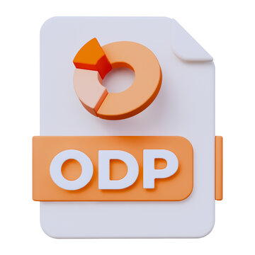 3D ODP Presentation File Format Icon Isolated on White Background