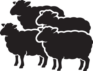 Fototapeta premium Black Sheep Silhouette Collection, Farm Animal Vector Set