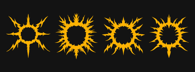 Set of circle frame with spike in death metal style, fantasy frame element set © Neocozmo Graphic