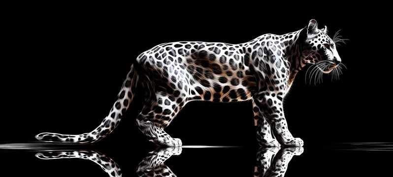 art of panther a black and white high contrast full body ,generative AI