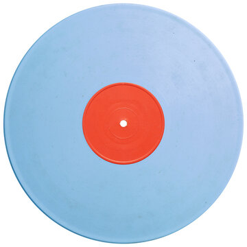 Baby blue antique vinyl record orange label. realistic photography. png isolated on transparent background for graphic design