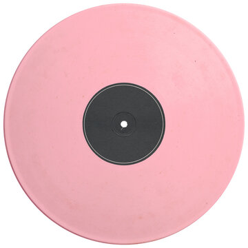 Pink cotton retro style vinyl record black label. realistic photography. png isolated on transparent background for graphic design