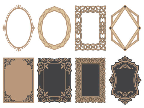 Set of 8 Vintage and Geometric Ornamental Frames