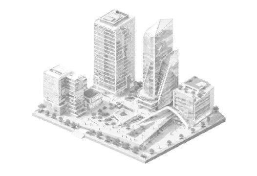 cityscape skyline halftone metropolis skyscrapers isometric downtown architecture urban megacity isolated modern illustration graphic building district futuristic vector