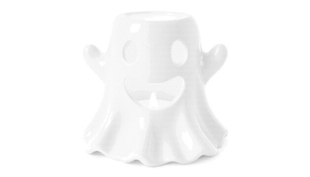 ghost specter halftone halloween phantom apparition haunted holiday creepy isolated figure illustration graphic october spirit gothic sheet vector