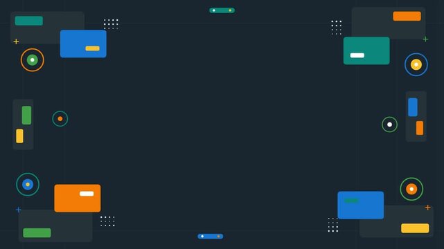 Abstract Geometric Animated Background with Moving Icons
