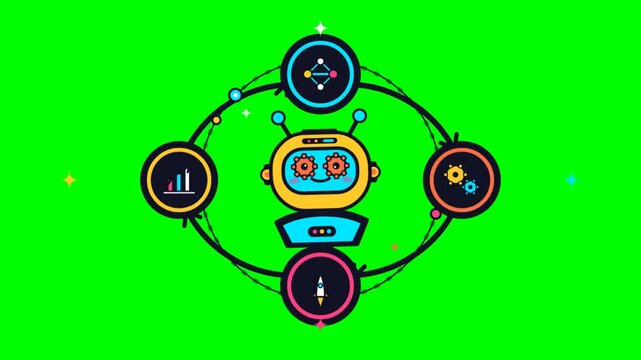 Advanced AI Agent Digital Workflow Animation showing Automated Multi-Agent System Processing Data