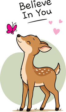 cute dear believe in you print illustrations design