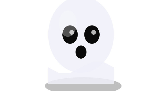 Halloween ghost face icon with eerie expression, isolated on transparent background