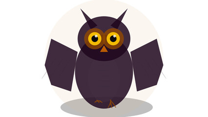Fototapeta premium Halloween-themed cartoon owl with glowing eyes and spooky design, isolated on transparent background