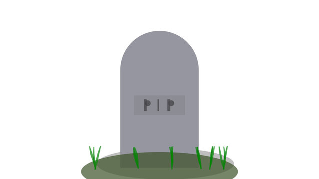 Gothic style gravestone with PIP letters for Halloween decoration, isolated on transparent background