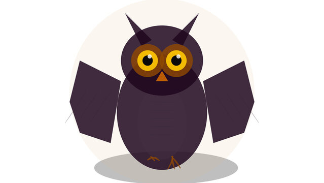 Halloween-themed cartoon owl with glowing eyes and spooky design, isolated on transparent background