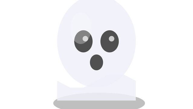 Halloween-themed ghost face icon with eerie expression, isolated on transparent background