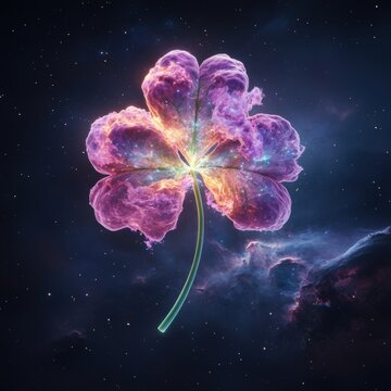 Cosmic Four-Leaf Clover: A Stunning Representation of Luck and Nature in Space
