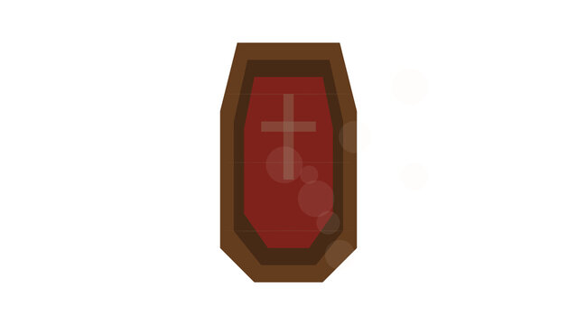 Vintage-style coffin with red cross symbol, isolated on transparent background