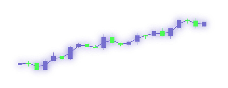 Glowing Purple Candlestick Stock Market Chart Uptrend Trading PNG Graphic
