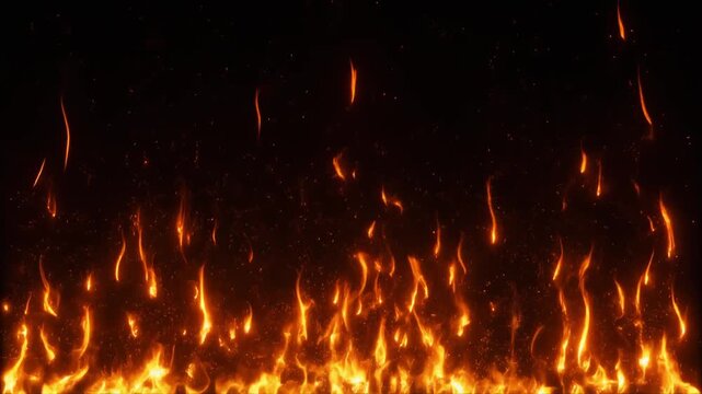 Dynamic Burning Flames and Hot Embers Loop Background