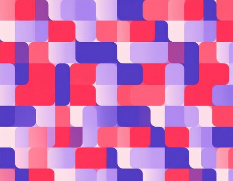 Abstract geometric pattern with rounded rectangles in shades of pink, purple, and blue.