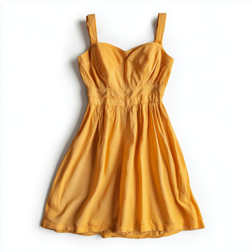 Stylish yellow sleeveless summer dress isolated on white background