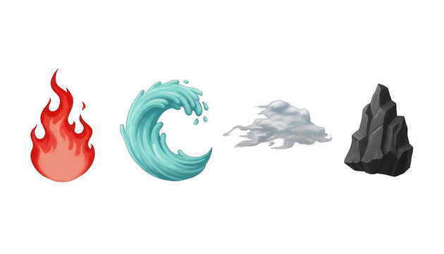 Four Classical Elements Icons Representing Fire Water Air Earth