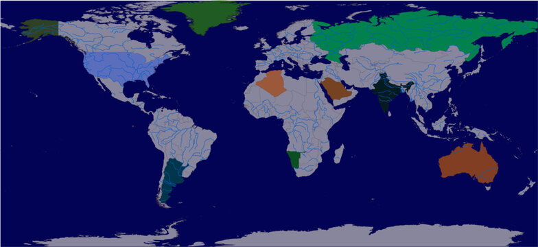 Major River of the World With Country Boundary.ai