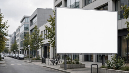 Fototapeta premium Blank billboard on modern city street with building