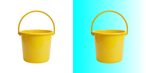 Bright yellow plastic bucket isolated on transparent background © MDMAHMUD