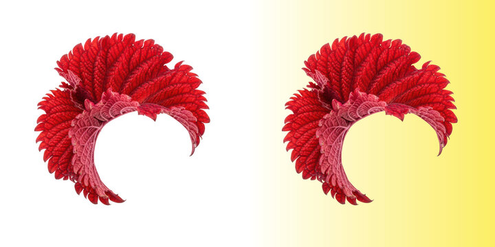 Circular arrangement of vibrant red coleus leaves isolated on transparent background