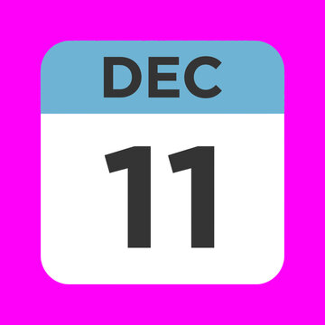 December 11th Calendar Icon Isolated