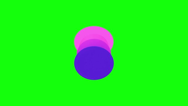 three vertically overlapping translucent circles 3D animated on green screen background.