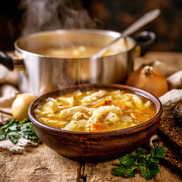 Traditional Polish Beef Tripe Soup Flaczki &ndash; AI Generative
