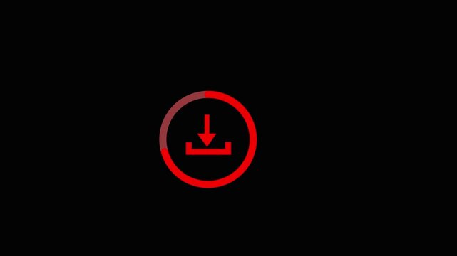 Red Download Icon with Circular Progress Indicator on Black Background Download Symbol with Red Downward Arrow and Progress Circle HD Video,