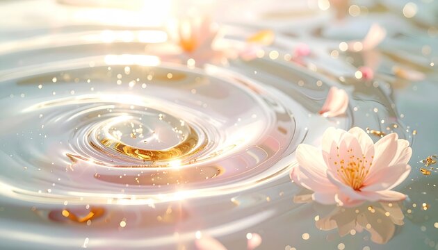Serene Lotus Flowers Floating Calm Water with Soft Light