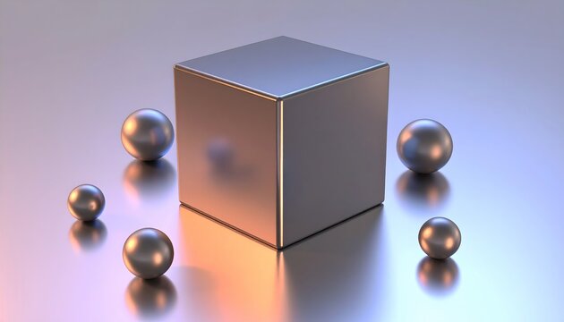 Reflected Metallic Geometric Arrangement with Soft Gradient Background