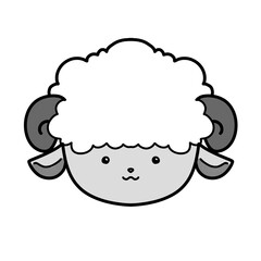 Cute fluffy sheep cartoon face © illustATAM