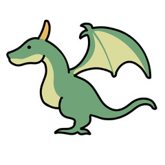 Fototapeta premium Cute green cartoon dragon with wings
