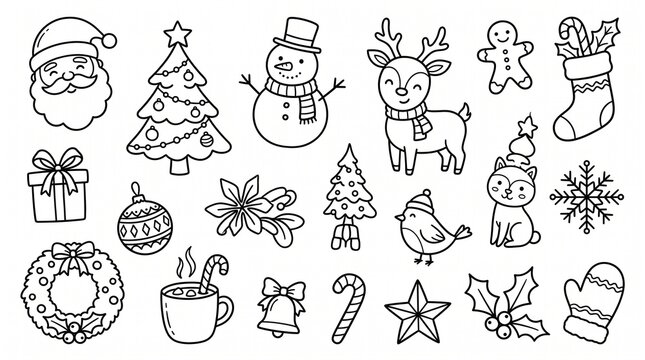 Holiday themed Vector Icons Set for Festive Illustrations