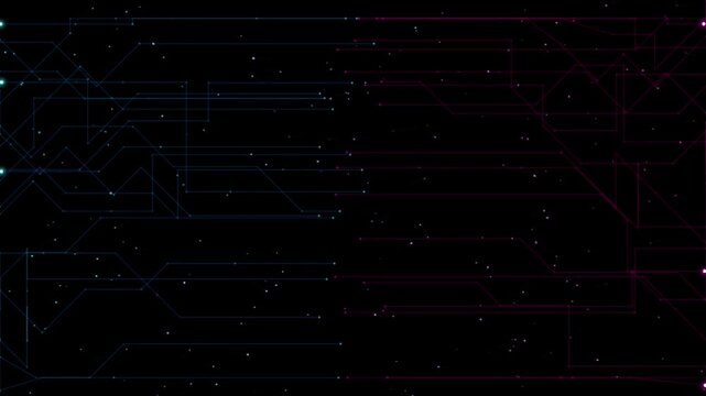 Abstract digital circuit lines on dark background