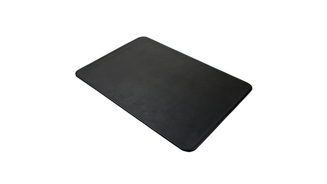 Simple blank black rectangular mousepad computer mat isolated on transparent background