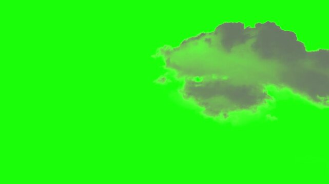 Cinematic dark storm cloud on green screen background. Realistic gray smoke effect for compositing. Dramatic weather cloud for video production.