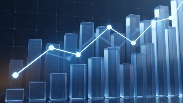 Financial growth illustration with rising bars and ascending arrow trend