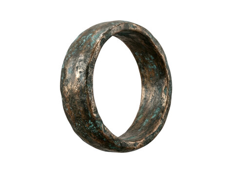 Photorealistic 3d cgi render of worn metal ring jewelry circle isolated on background for professional graphic design