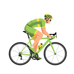 Fototapeta premium Professional Cyclist in Green Jersey Riding Road Bike Illustration