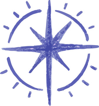Violet Crayon Scribble Compass Star Hand Drawn Doodle Icon