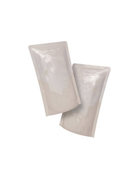 Two Blank Floating Stand Up Pouch Packaging Mockups
