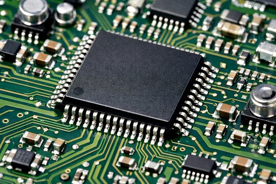 精密な半導体チップが実装された電子回路基板に見る先端技術の世界