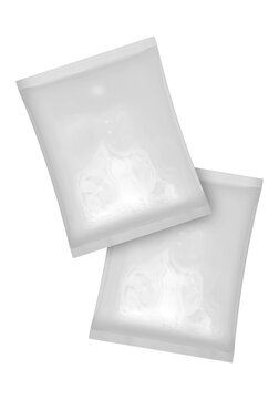 Two Blank White Floating Plastic Sachet Bag Packaging Mockups