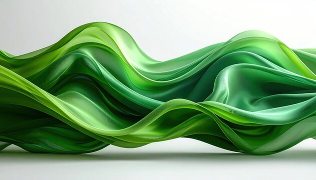 Abstract green flowing waves on a white background