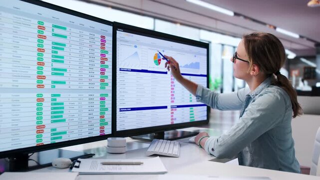 Medical Coder Woman Carefully Reviewing Billing Codes